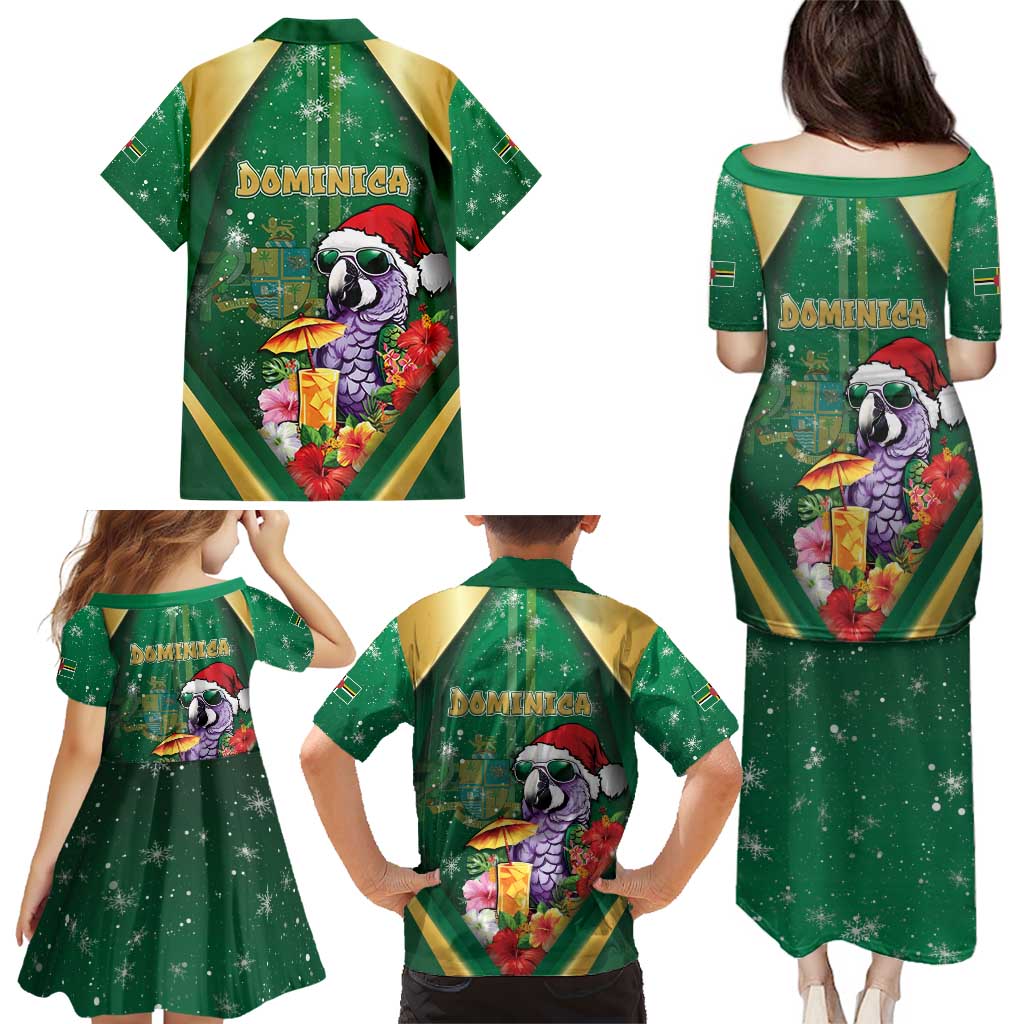 Dominica Christmas Family Matching Puletasi and Hawaiian Shirt Funny Santa Sisserou Parrot - Wonder Print Shop
