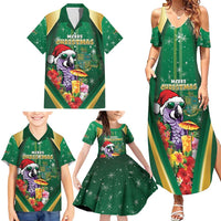 Dominica Christmas Family Matching Summer Maxi Dress and Hawaiian Shirt Funny Santa Sisserou Parrot - Wonder Print Shop