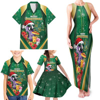 Dominica Christmas Family Matching Tank Maxi Dress and Hawaiian Shirt Funny Santa Sisserou Parrot - Wonder Print Shop