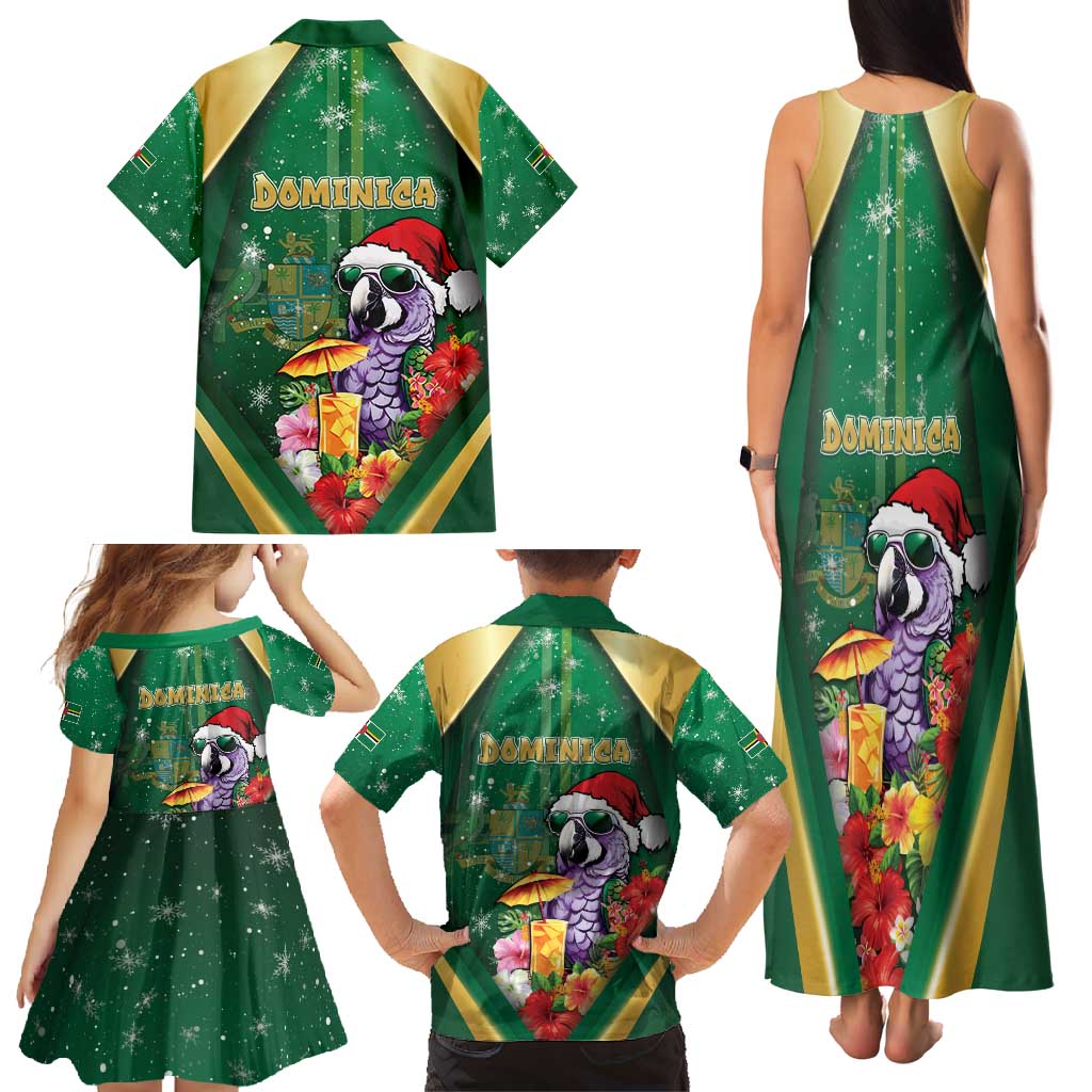 Dominica Christmas Family Matching Tank Maxi Dress and Hawaiian Shirt Funny Santa Sisserou Parrot - Wonder Print Shop