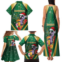 Dominica Christmas Family Matching Tank Maxi Dress and Hawaiian Shirt Funny Santa Sisserou Parrot - Wonder Print Shop