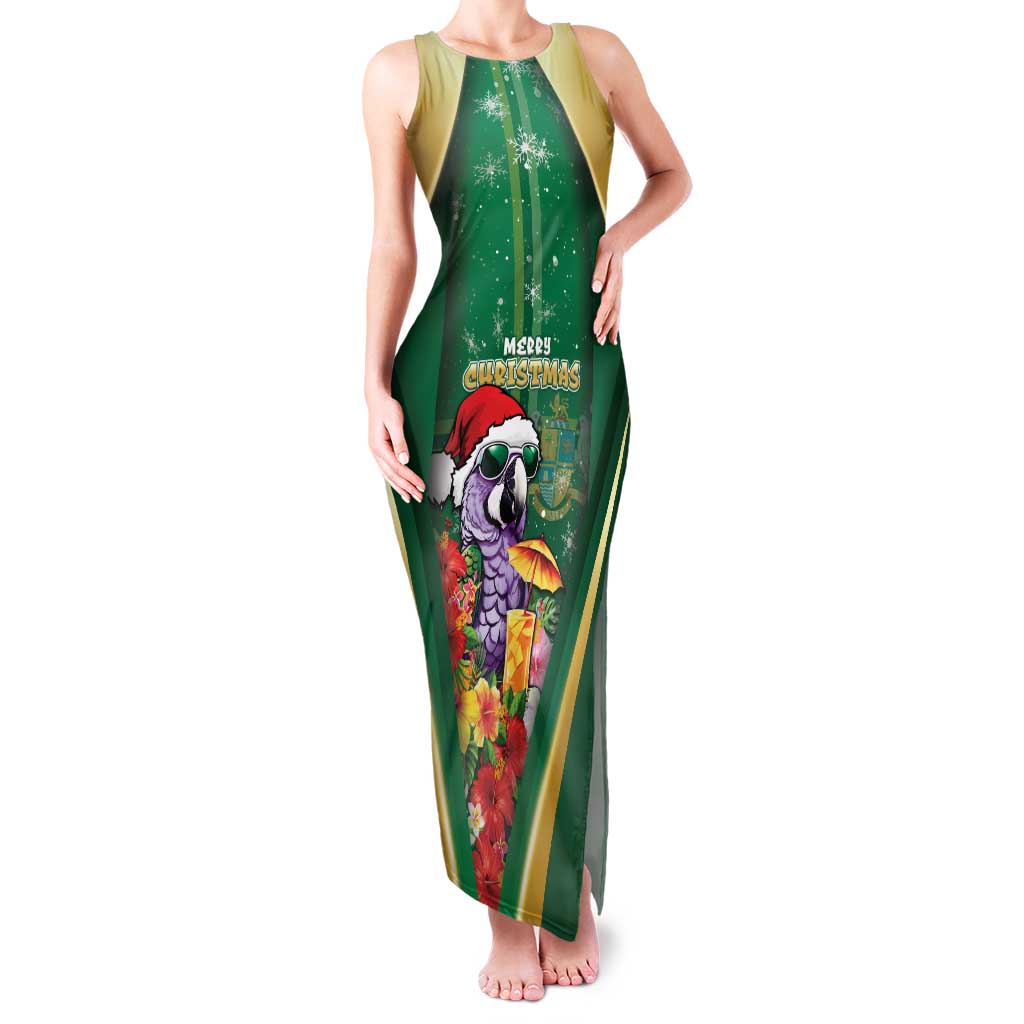 Dominica Christmas Family Matching Tank Maxi Dress and Hawaiian Shirt Funny Santa Sisserou Parrot - Wonder Print Shop