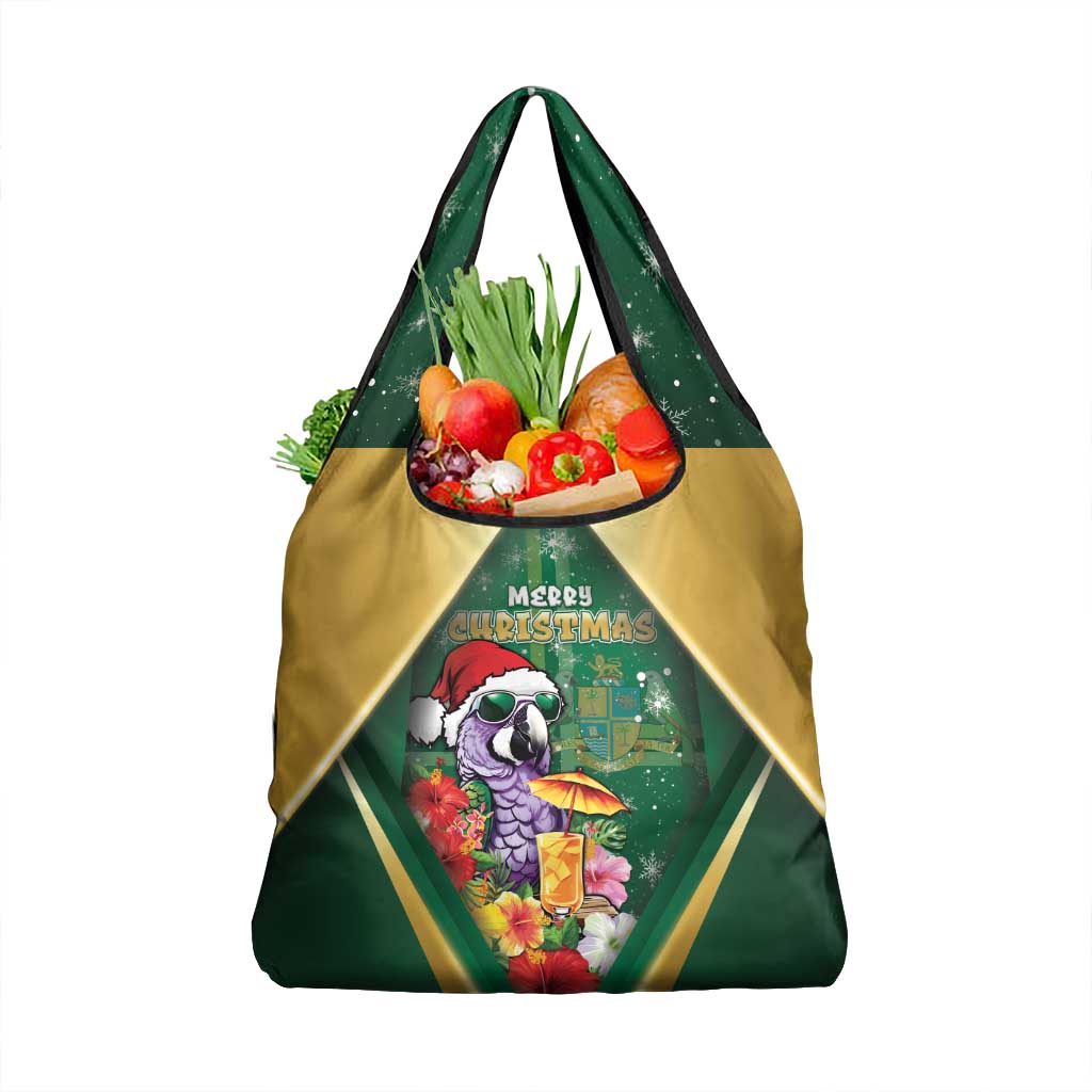 Dominica Christmas Grocery Bag Funny Santa Sisserou Parrot - Wonder Print Shop