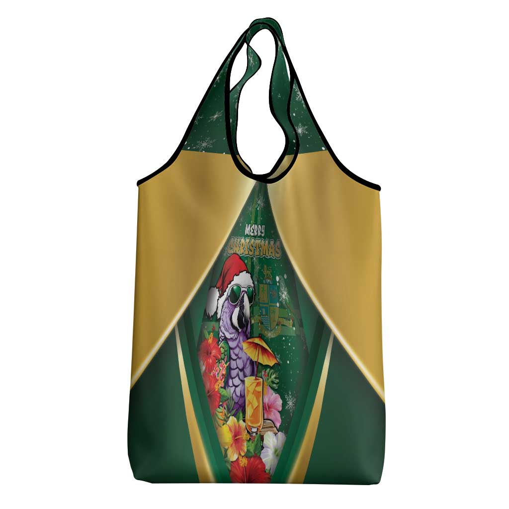Dominica Christmas Grocery Bag Funny Santa Sisserou Parrot - Wonder Print Shop