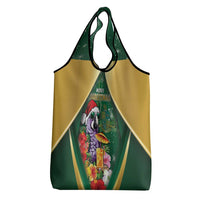 Dominica Christmas Grocery Bag Funny Santa Sisserou Parrot - Wonder Print Shop