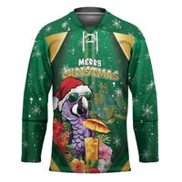 Dominica Christmas Hockey Jersey Funny Santa Sisserou Parrot - Wonder Print Shop