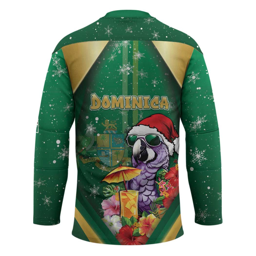 Dominica Christmas Hockey Jersey Funny Santa Sisserou Parrot - Wonder Print Shop