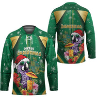 Dominica Christmas Hockey Jersey Funny Santa Sisserou Parrot - Wonder Print Shop