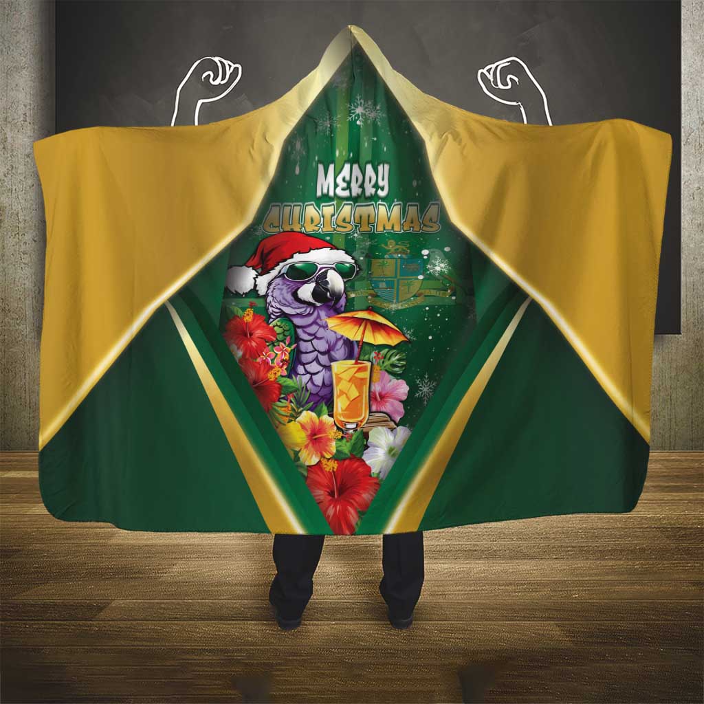 Dominica Christmas Hooded Blanket Funny Santa Sisserou Parrot - Wonder Print Shop