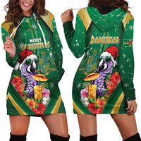 Dominica Christmas Hoodie Dress Funny Santa Sisserou Parrot - Wonder Print Shop