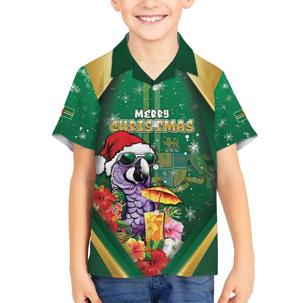 Dominica Christmas Kid Hawaiian Shirt Funny Santa Sisserou Parrot - Wonder Print Shop
