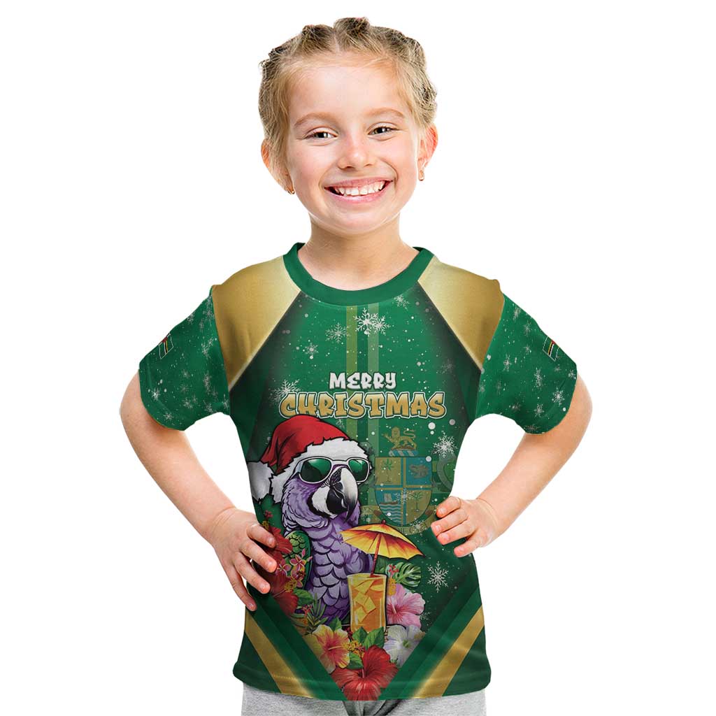Dominica Christmas Kid T Shirt Funny Santa Sisserou Parrot - Wonder Print Shop