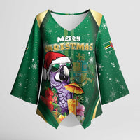 Dominica Christmas Kimono Sleeve Blouse Funny Santa Sisserou Parrot - Wonder Print Shop