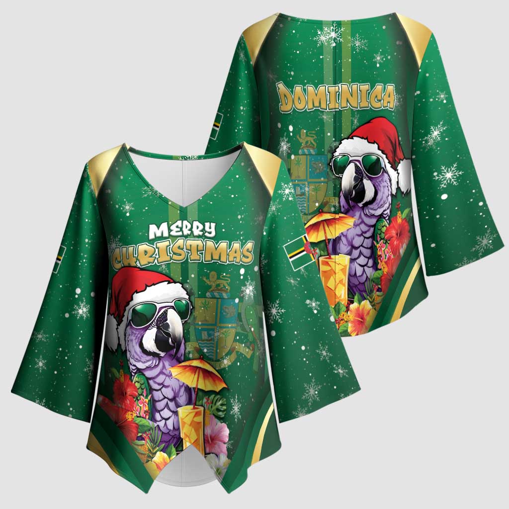 Dominica Christmas Kimono Sleeve Blouse Funny Santa Sisserou Parrot - Wonder Print Shop