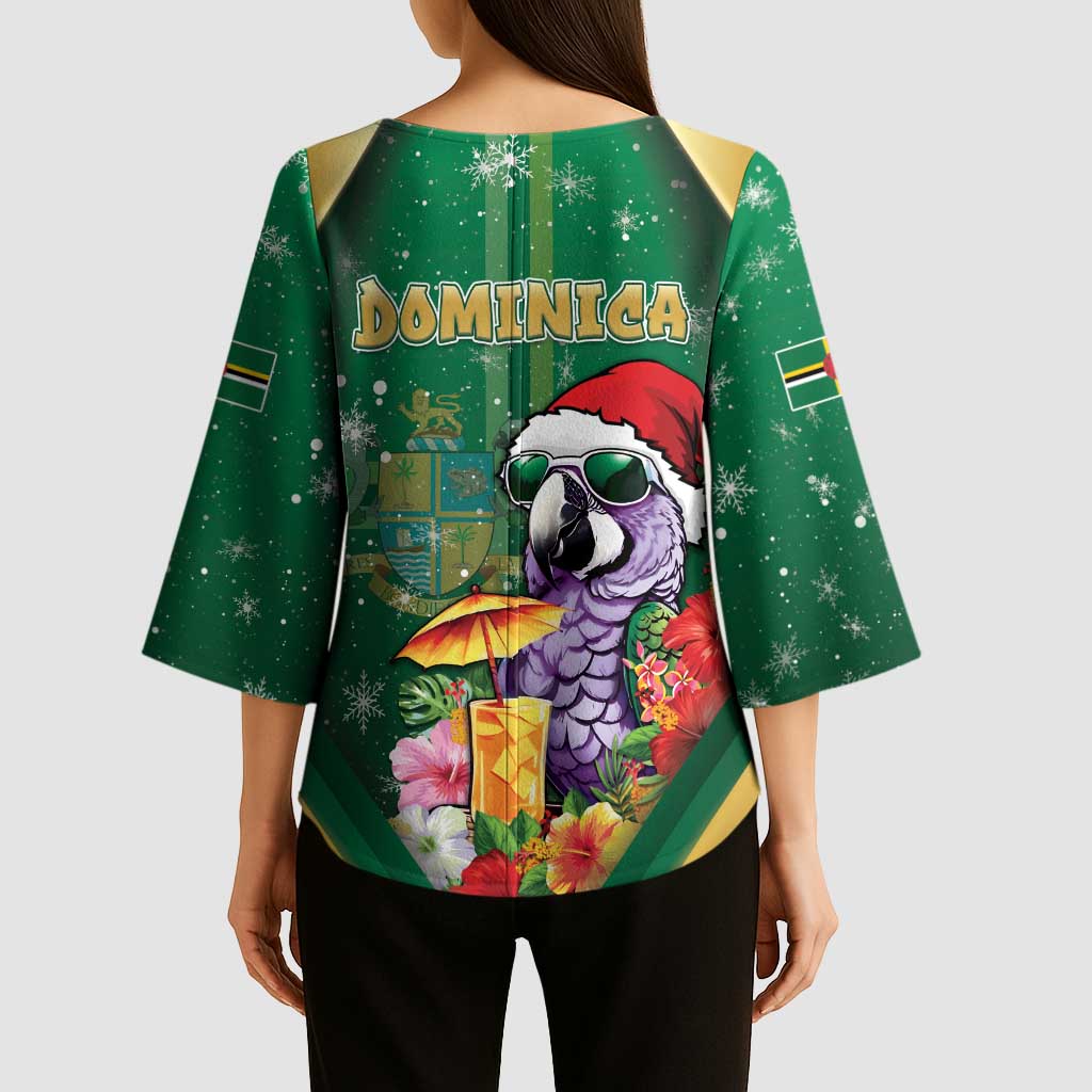 Dominica Christmas Kimono Sleeve Blouse Funny Santa Sisserou Parrot - Wonder Print Shop