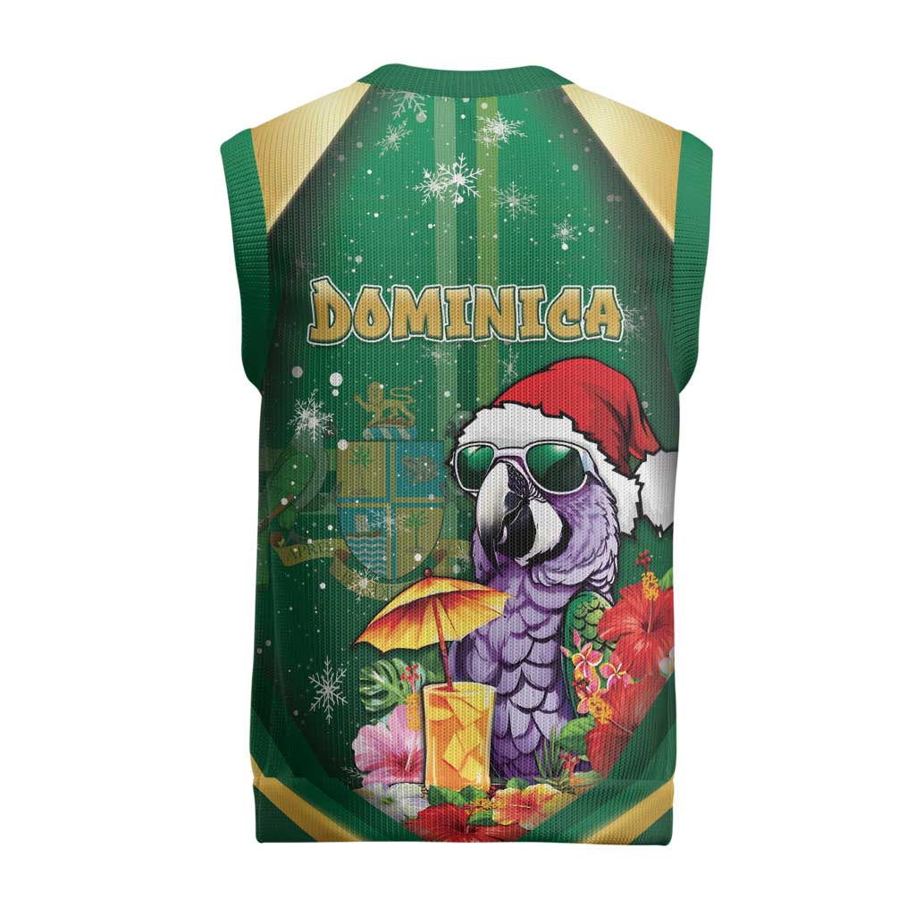 Dominica Christmas Knitted V-Neck Vest Funny Santa Sisserou Parrot - Wonder Print Shop