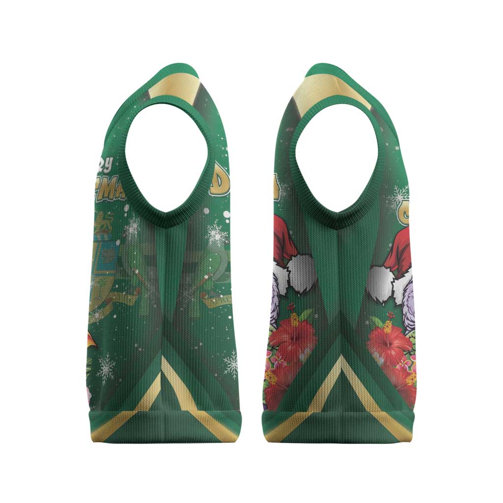 Dominica Christmas Knitted V-Neck Vest Funny Santa Sisserou Parrot - Wonder Print Shop