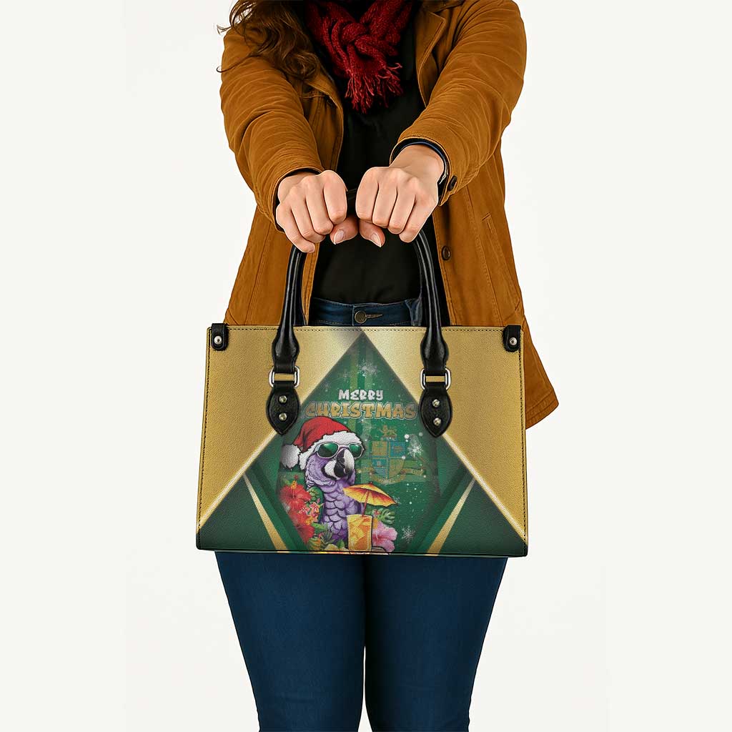 Dominica Christmas Leather Bag Funny Santa Sisserou Parrot - Wonder Print Shop