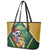 Dominica Christmas Leather Tote Bag Funny Santa Sisserou Parrot - Wonder Print Shop