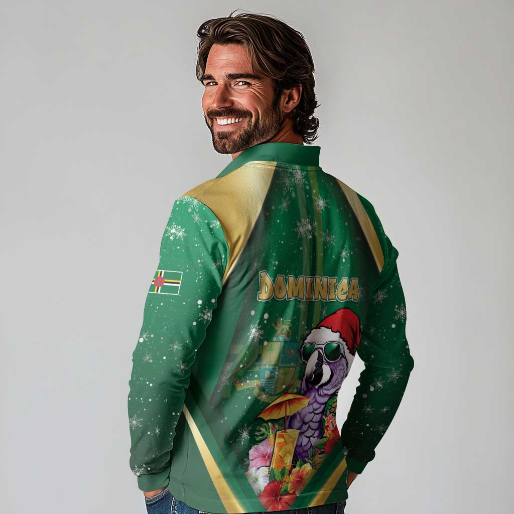 Dominica Christmas Long Sleeve Polo Shirt Funny Santa Sisserou Parrot - Wonder Print Shop