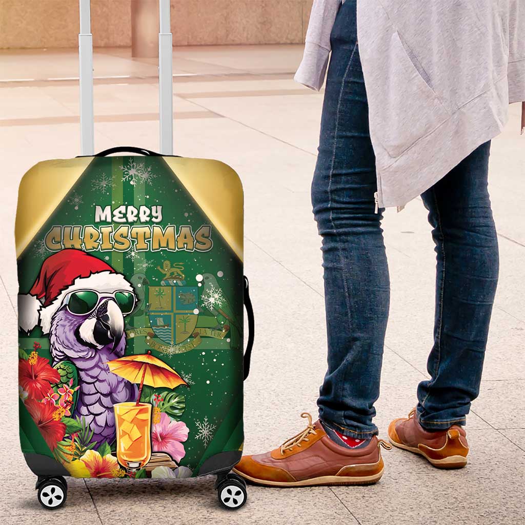 Dominica Christmas Luggage Cover Funny Santa Sisserou Parrot - Wonder Print Shop