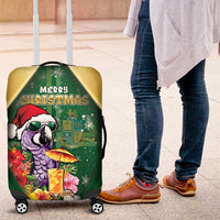 Dominica Christmas Luggage Cover Funny Santa Sisserou Parrot - Wonder Print Shop
