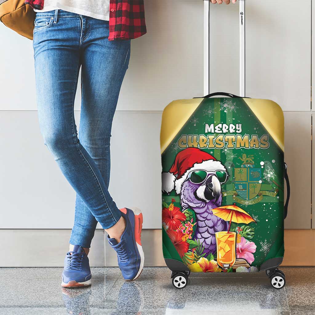 Dominica Christmas Luggage Cover Funny Santa Sisserou Parrot - Wonder Print Shop