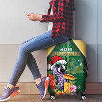 Dominica Christmas Luggage Cover Funny Santa Sisserou Parrot - Wonder Print Shop
