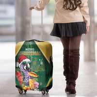 Dominica Christmas Luggage Cover Funny Santa Sisserou Parrot - Wonder Print Shop