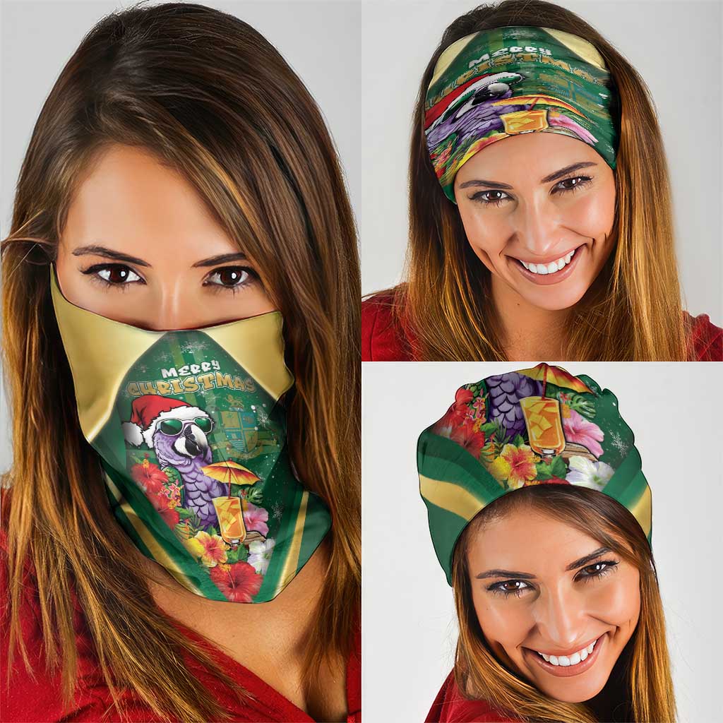 Dominica Christmas Neck Gaiter Funny Santa Sisserou Parrot - Wonder Print Shop