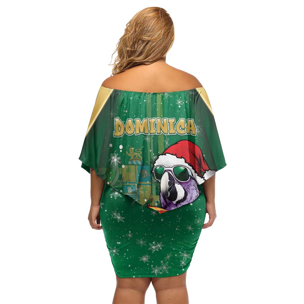 Dominica Christmas Off Shoulder Short Dress Funny Santa Sisserou Parrot - Wonder Print Shop