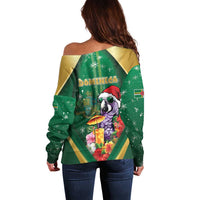 Dominica Christmas Off Shoulder Sweater Funny Santa Sisserou Parrot - Wonder Print Shop