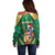 Dominica Christmas Off Shoulder Sweater Funny Santa Sisserou Parrot - Wonder Print Shop