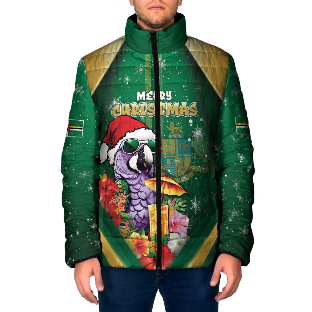 Dominica Christmas Padded Jacket Funny Santa Sisserou Parrot - Wonder Print Shop