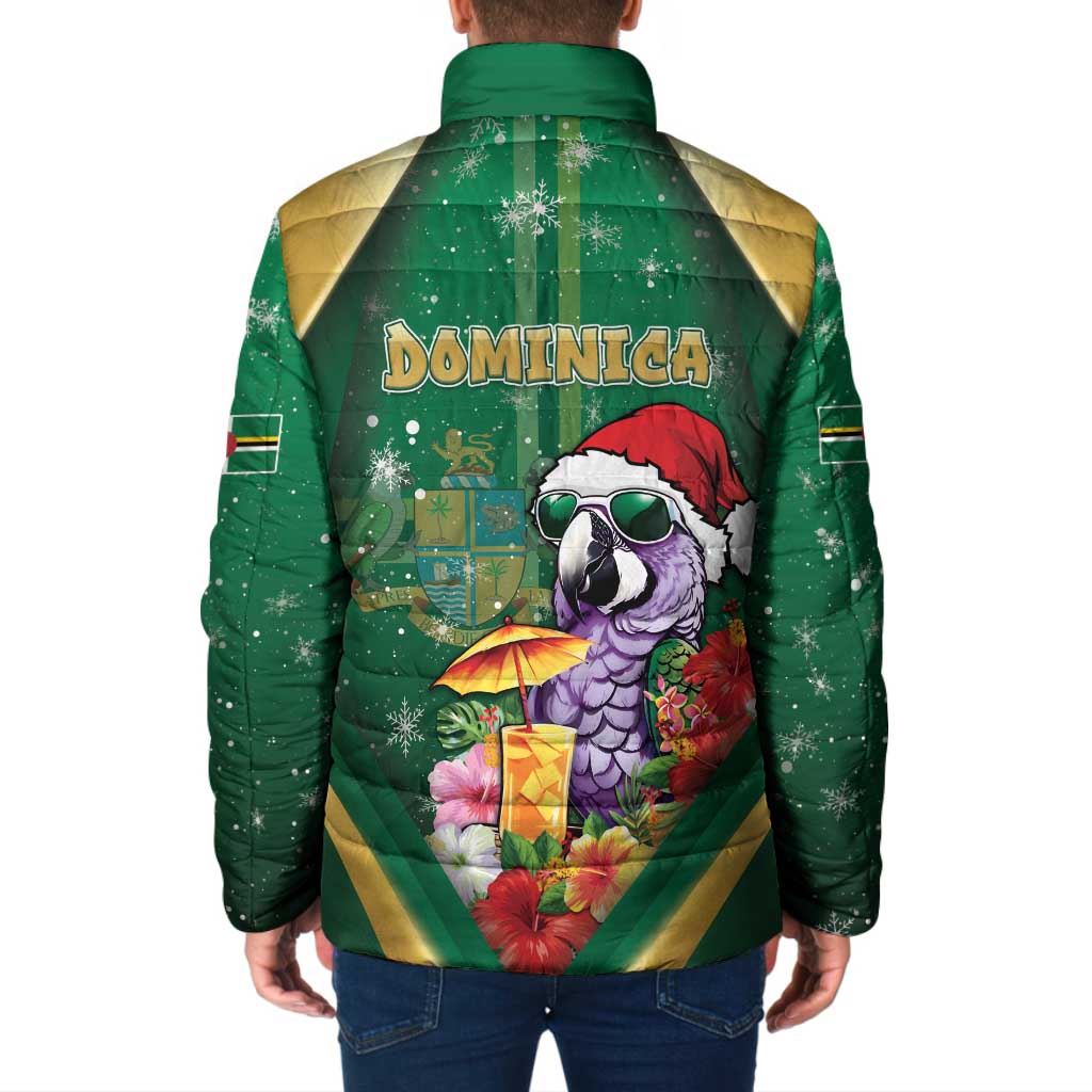 Dominica Christmas Padded Jacket Funny Santa Sisserou Parrot - Wonder Print Shop