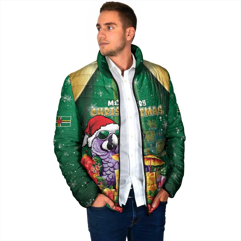 Dominica Christmas Padded Jacket Funny Santa Sisserou Parrot - Wonder Print Shop
