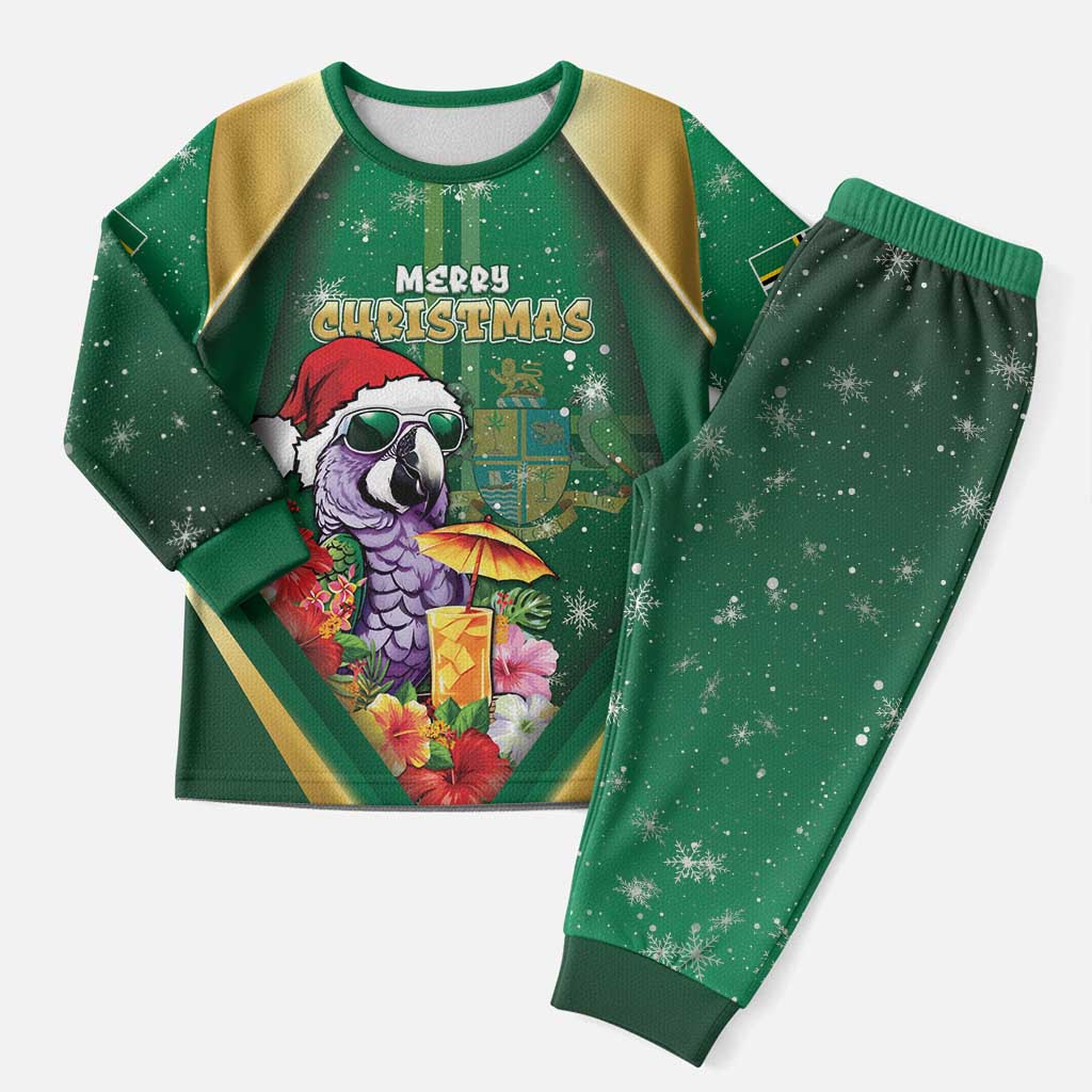 Dominica Christmas Pajama Set Funny Santa Sisserou Parrot - Wonder Print Shop