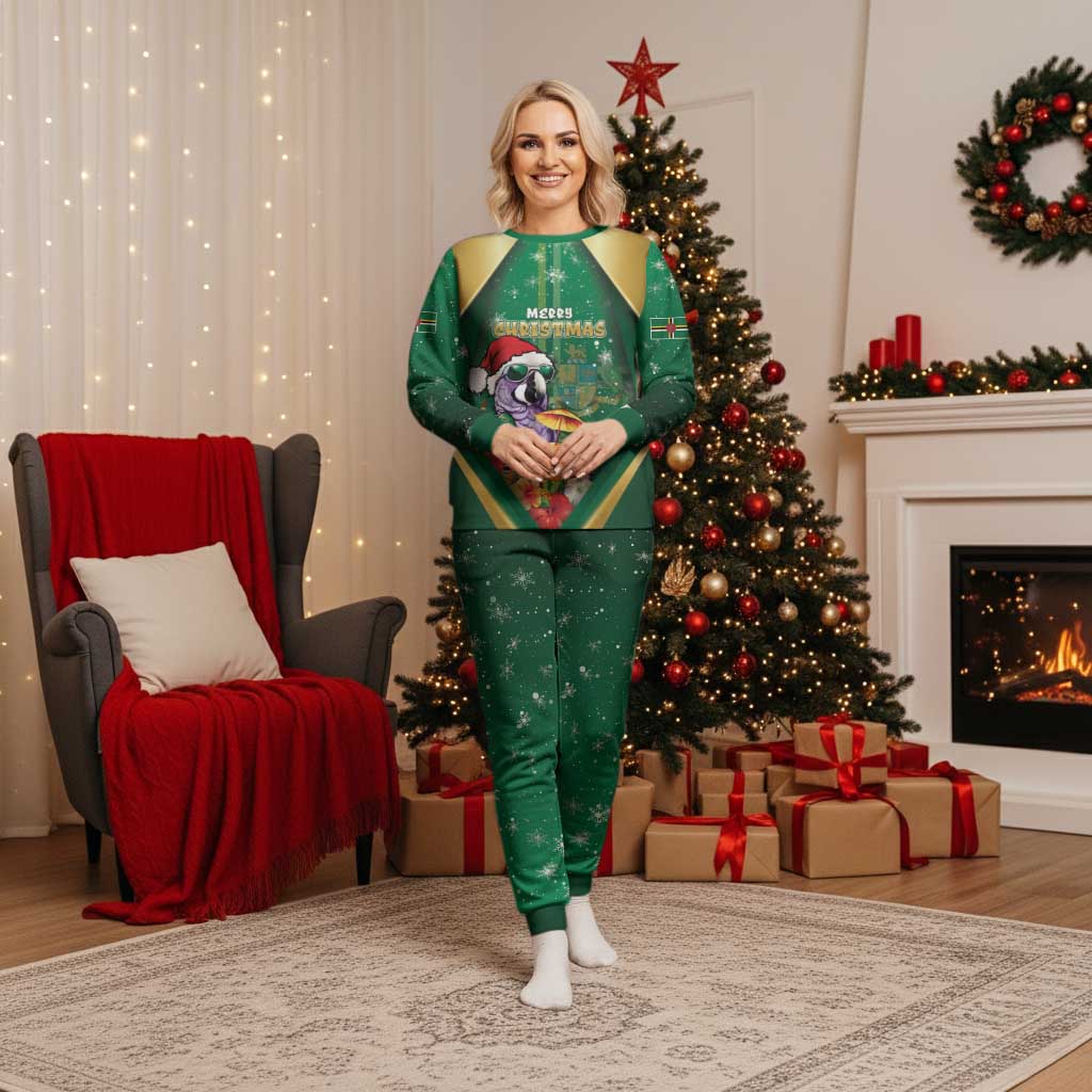 Dominica Christmas Pajama Set Funny Santa Sisserou Parrot - Wonder Print Shop