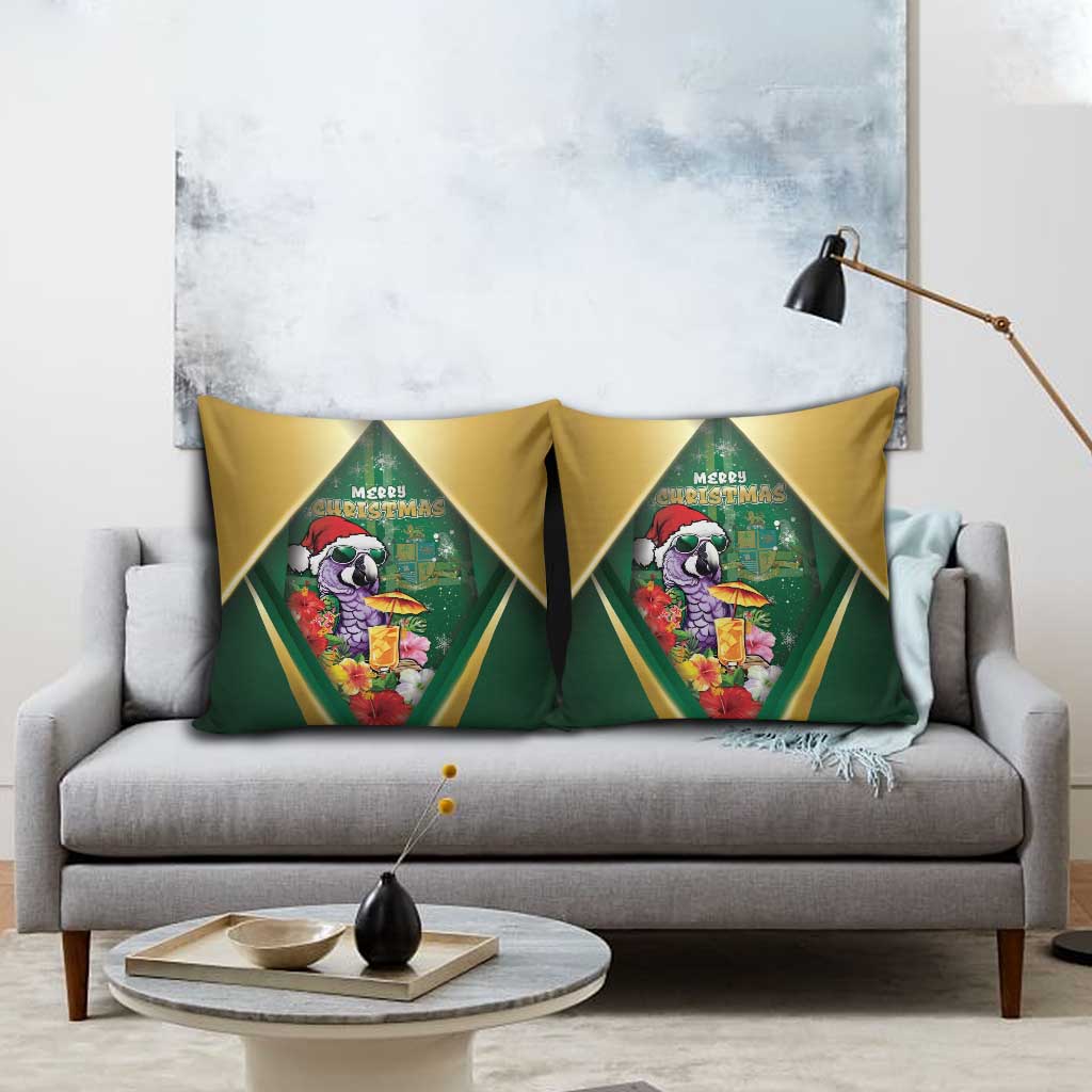 Dominica Christmas Pillow Cover Funny Santa Sisserou Parrot - Wonder Print Shop