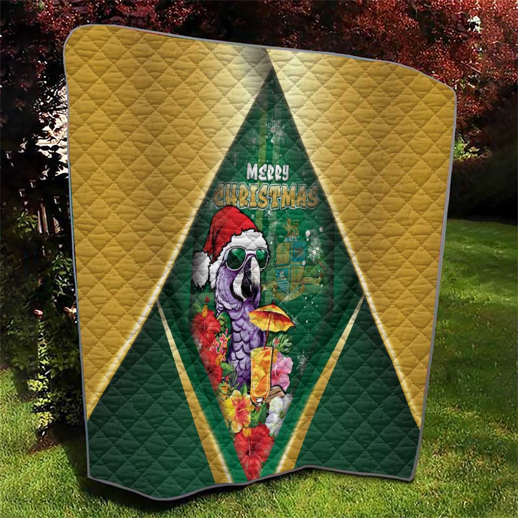 Dominica Christmas Quilt Funny Santa Sisserou Parrot - Wonder Print Shop