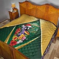 Dominica Christmas Quilt Funny Santa Sisserou Parrot - Wonder Print Shop