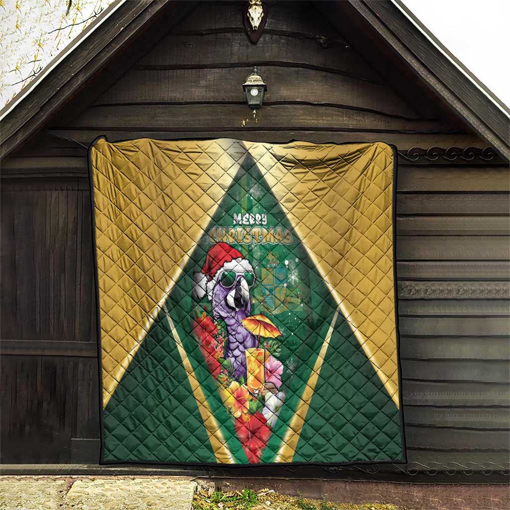 Dominica Christmas Quilt Funny Santa Sisserou Parrot - Wonder Print Shop