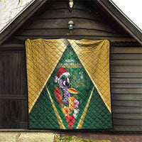 Dominica Christmas Quilt Funny Santa Sisserou Parrot - Wonder Print Shop