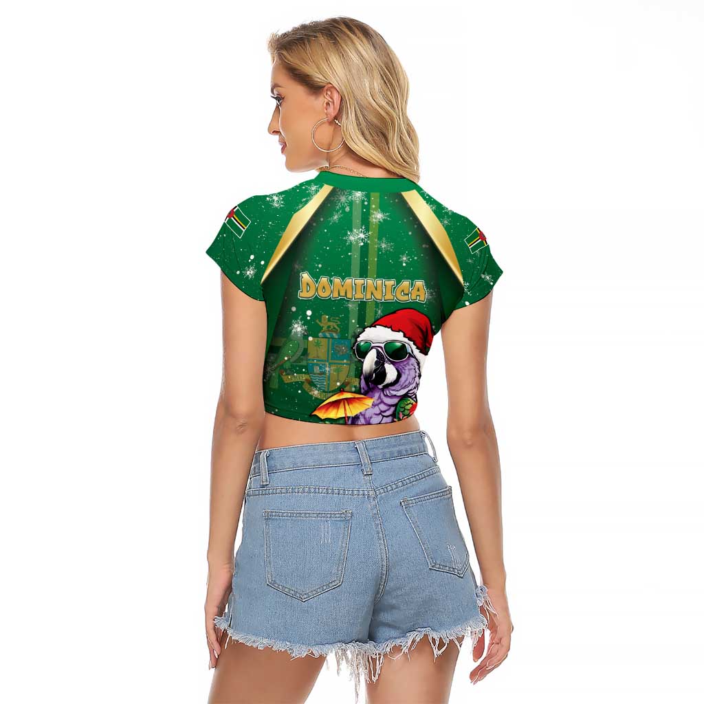 Dominica Christmas Raglan Cropped T Shirt Funny Santa Sisserou Parrot - Wonder Print Shop