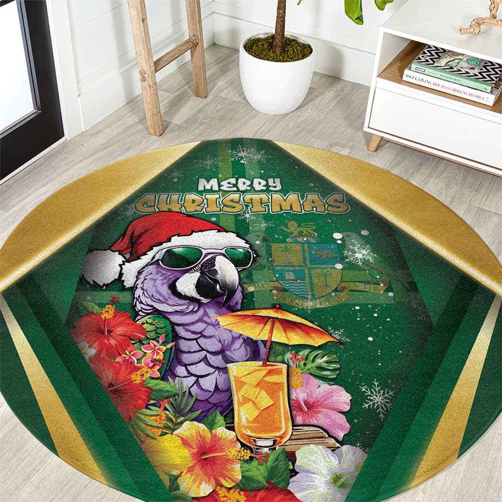 Dominica Christmas Round Carpet Funny Santa Sisserou Parrot - Wonder Print Shop