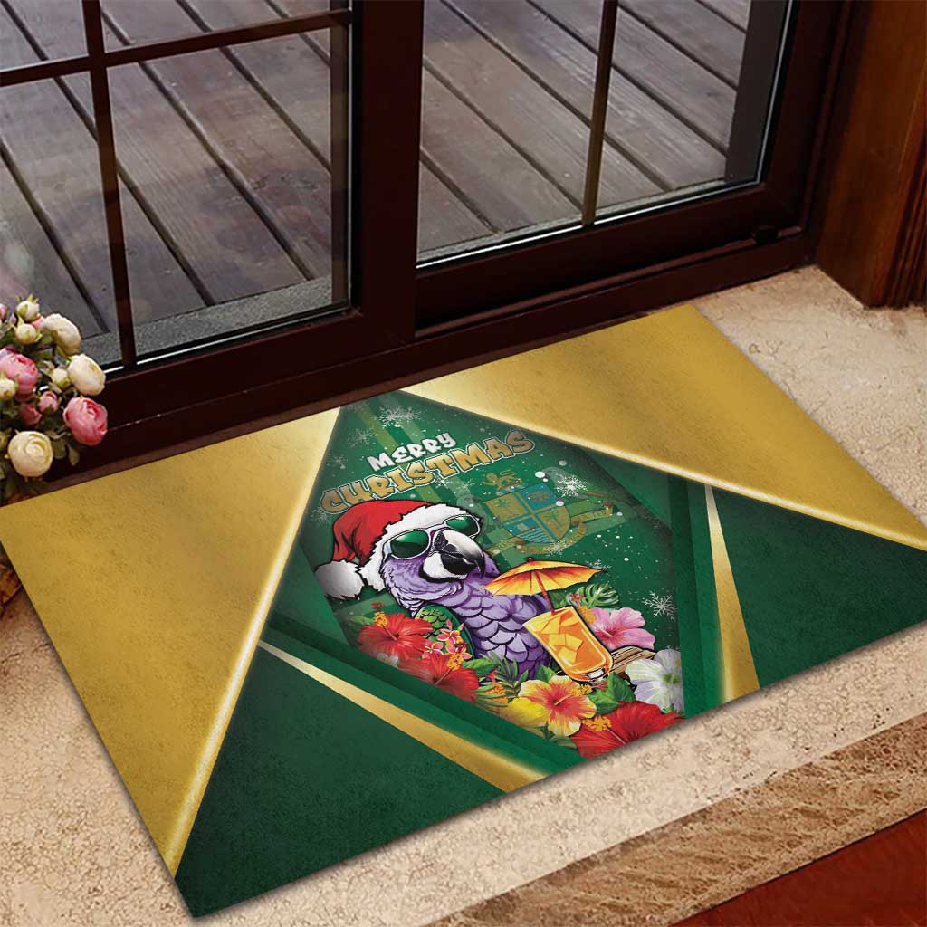 Dominica Christmas Rubber Doormat Funny Santa Sisserou Parrot - Wonder Print Shop