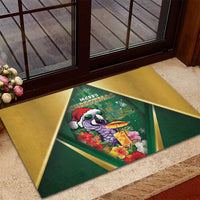 Dominica Christmas Rubber Doormat Funny Santa Sisserou Parrot - Wonder Print Shop