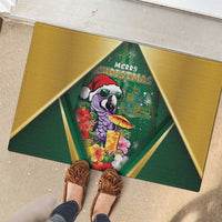 Dominica Christmas Rubber Doormat Funny Santa Sisserou Parrot - Wonder Print Shop