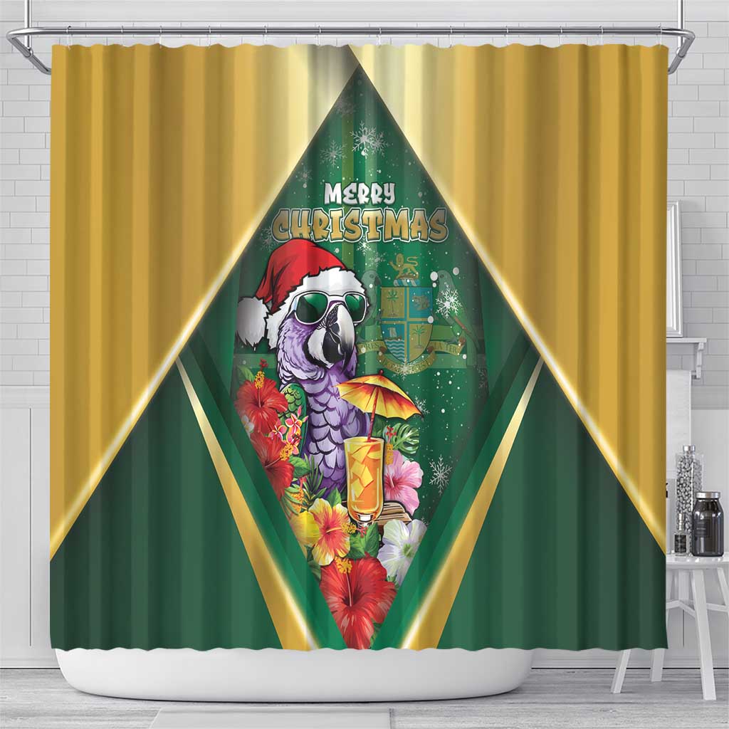 Dominica Christmas Shower Curtain Funny Santa Sisserou Parrot - Wonder Print Shop