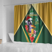 Dominica Christmas Shower Curtain Funny Santa Sisserou Parrot - Wonder Print Shop